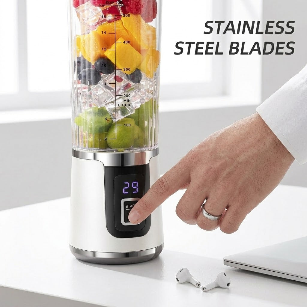 USB Rechargeable Portable Juicer – Stainless Steel Blades for Home, Office & Travel