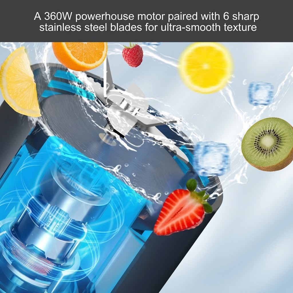 USB Rechargeable Portable Juicer – Stainless Steel Blades for Home, Office & Travel