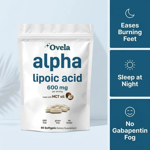 Coconut Oil Based R-Alpha Lipoic Acid Softgels – 120 Count Antioxidant Wellness Supplement