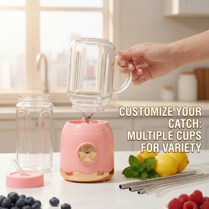 Retro 1L – 20W Stainless Steel Double-Cup Automatic Fruit & Vegetable Juicer