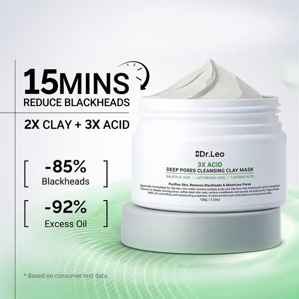 3X Acid Deep Pore Cleansing Clay Mask – Oil Control & Blackhead Care Facial Mask