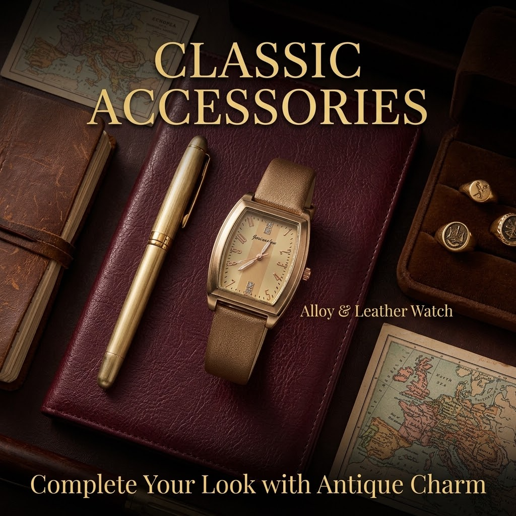 Women’s Vintage Antique Quartz Watch – Alloy Glass Dial with Leather Strap