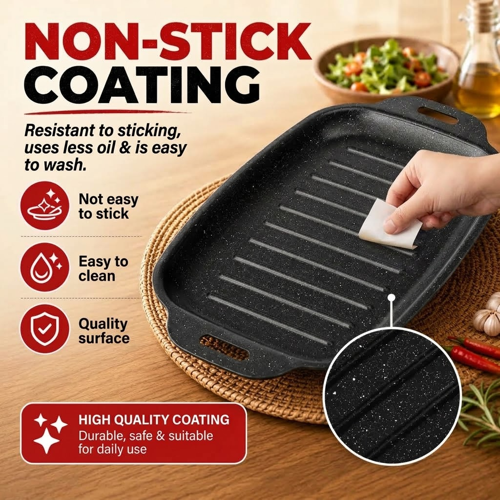 Eco-Friendly Steel Roasting Pan – Non-Stick Fish & Turkey Grill Tray for Oven Baking