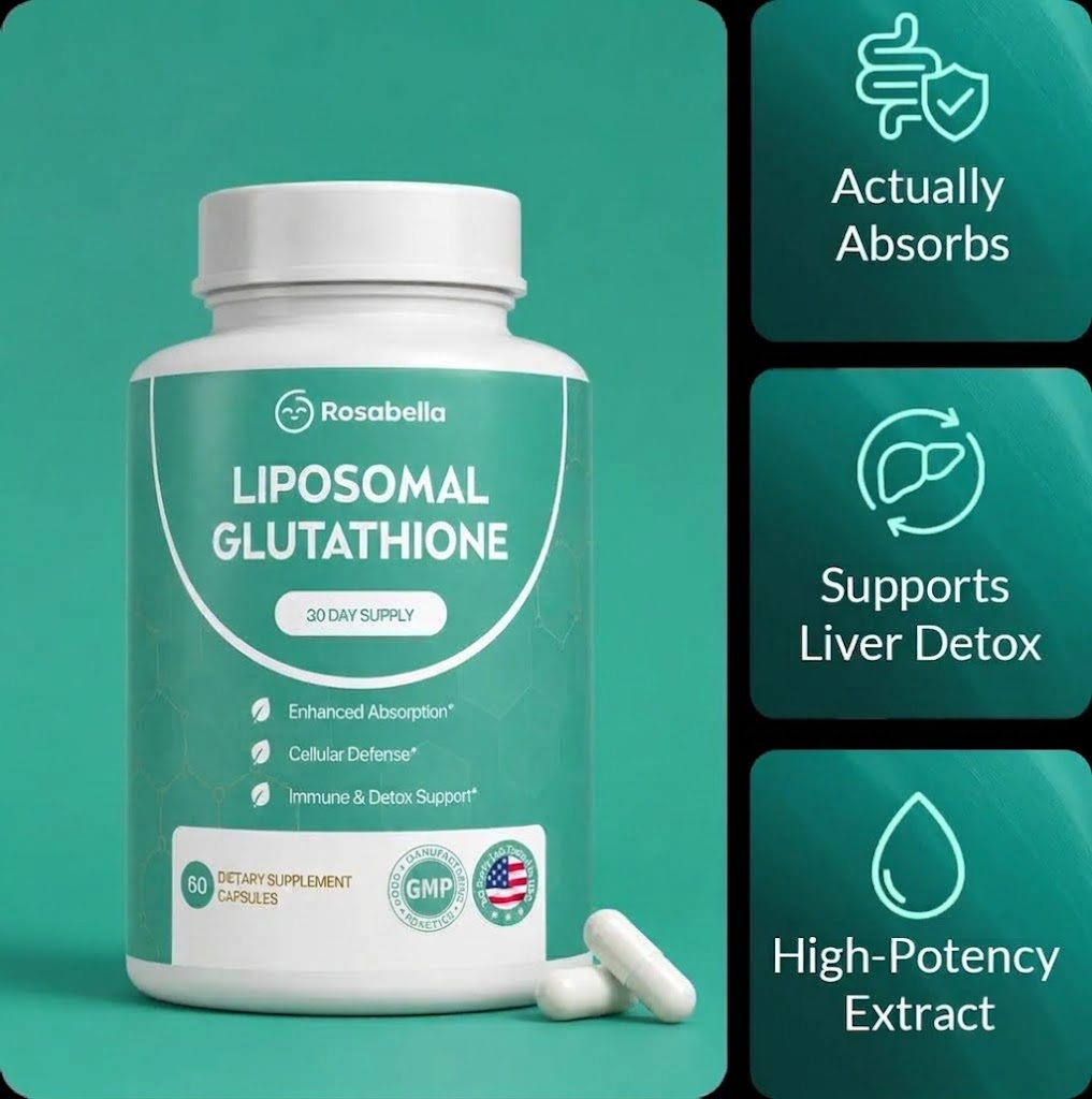 Rosabella Liposomal Glutathione 500mg – Antioxidant & Cellular Wellness Support Capsules
