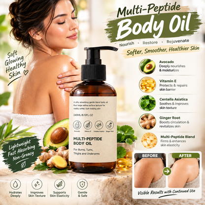 Ginger Body Oil – 240ml Fast-Absorbing Peptide, Avocado & Centella Asiatica Skin Care Oil
