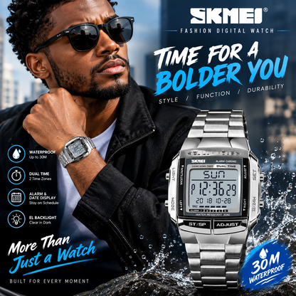SKMEI Men’s Digital Fashion Watch – Waterproof Sporty Wristwatch for Men
