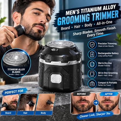 Men’s Titanium Alloy Blade Grooming Trimmer – Rechargeable All-in-One Beard & Hair Shaver