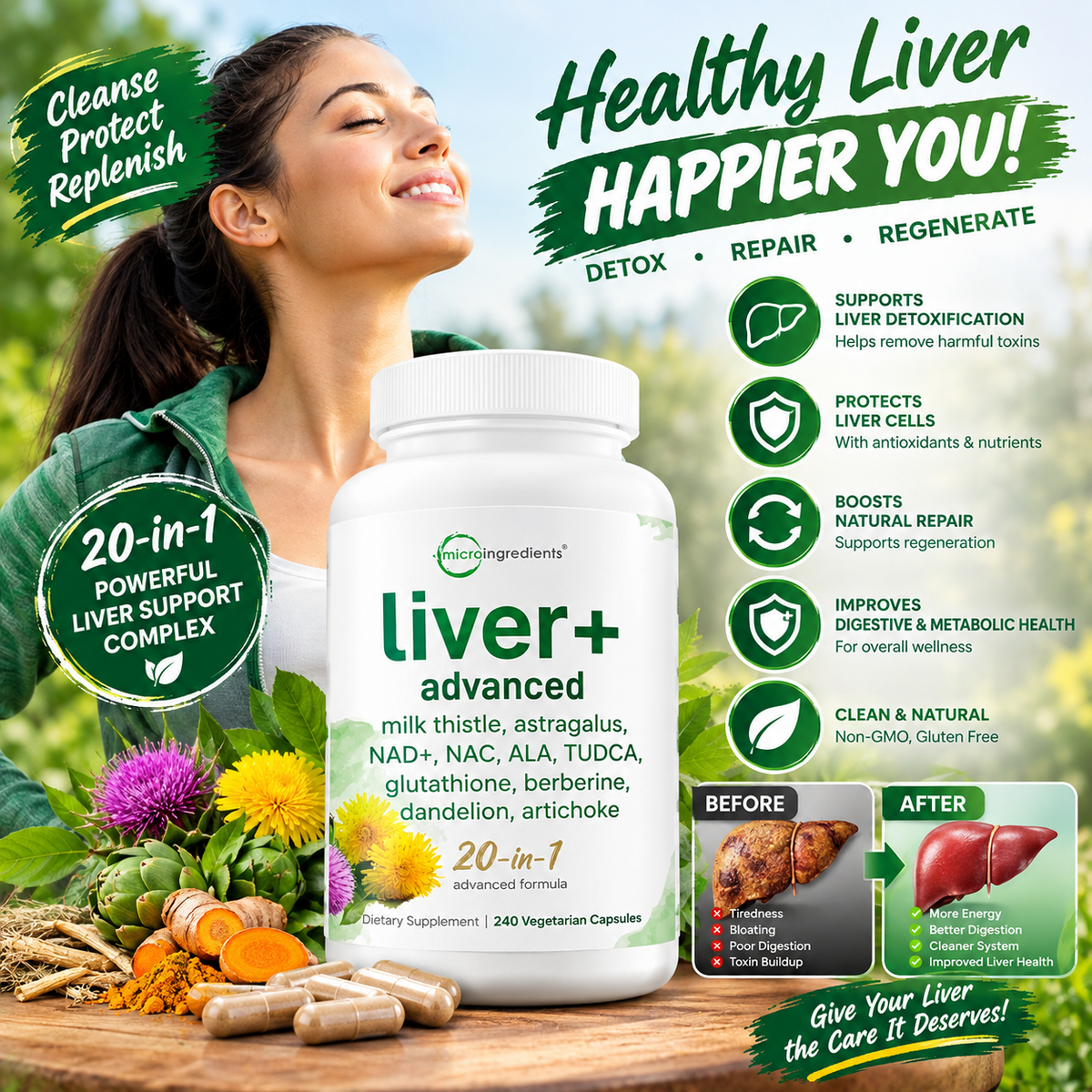 Liver Advanced+ Veggie Capsules – 20-in-1 Herbal & Antioxidant Wellness Complex