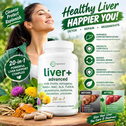 Liver Advanced+ Veggie Capsules – 20-in-1 Herbal & Antioxidant Wellness Complex