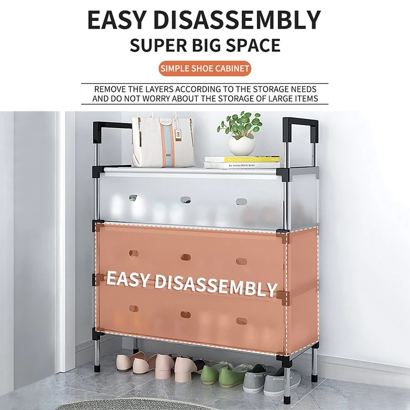 Tier Metal Shoe Rack with Dustproof Cover – Space-Saving Shoe Organizer