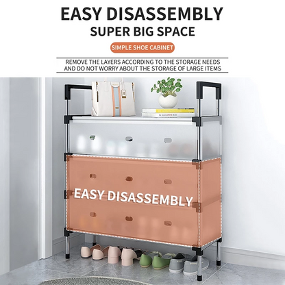 Tier Metal Shoe Rack with Dustproof Cover – Space-Saving Shoe Organizer