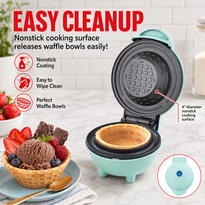 Waffle Bowl Maker – Non-Stick Breakfast Maker for Egg Tarts, Cones & Waffle Cups