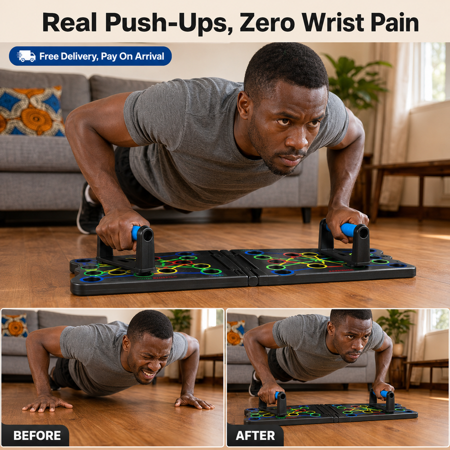 Foldable color-coded push-up board