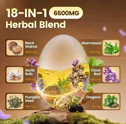 Wormwood, Black Walnut & Clove Capsules – 18-in-1 Herbal Supplement