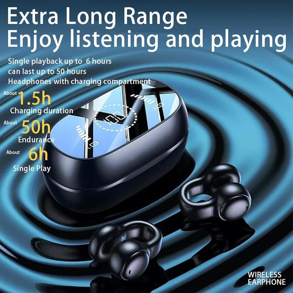 Open-Ear TWS Gaming Earbuds with Charging Box – Bluetooth 5.3 Ear Clip Design