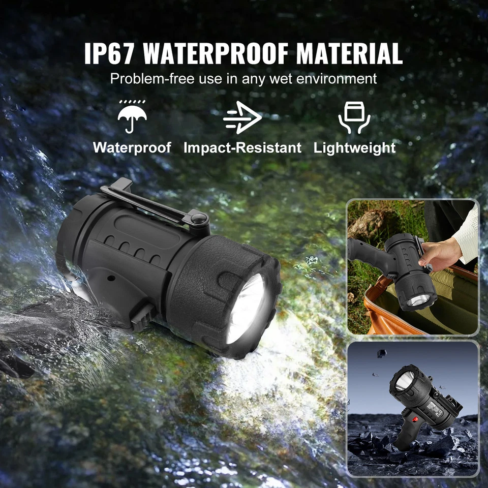 USB Rechargeable Spotlight Flashlight – Powerful LED Light for Camping, Hunting & Boating