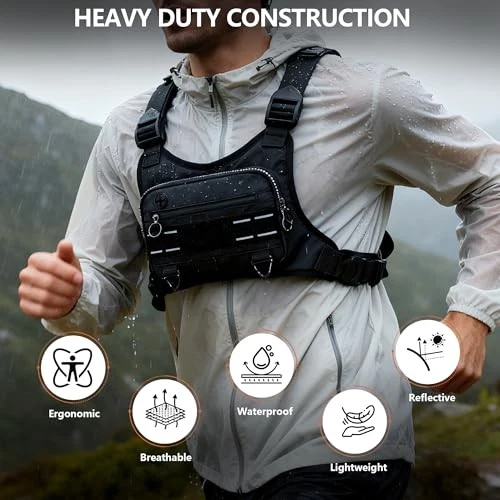 Tactical Reflective Running Vest Pack – Lightweight Multifunctional Sports Chest Rig Bag