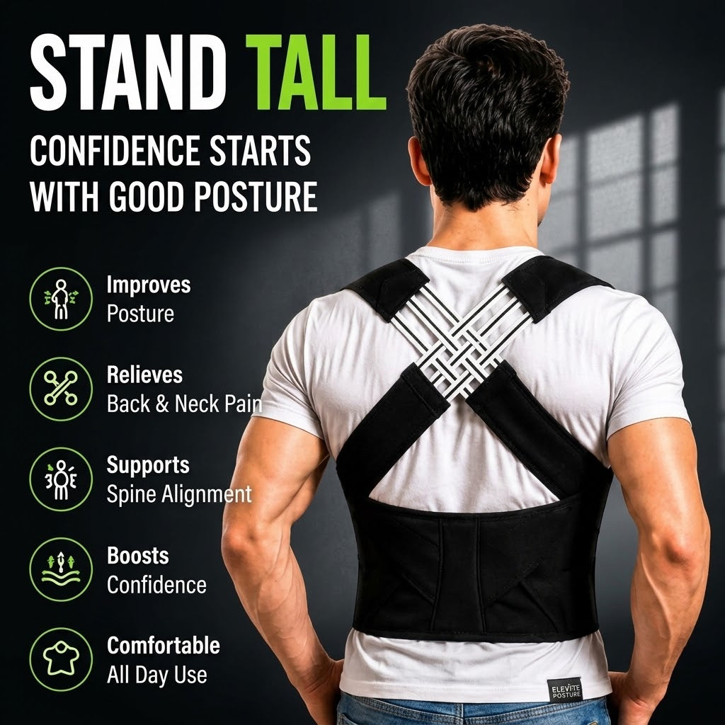 Corrector Back Brace – Neoprene Lumbar Support Belt with Breathable Shoulder Straps