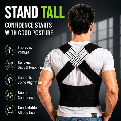 Corrector Back Brace – Neoprene Lumbar Support Belt with Breathable Shoulder Straps